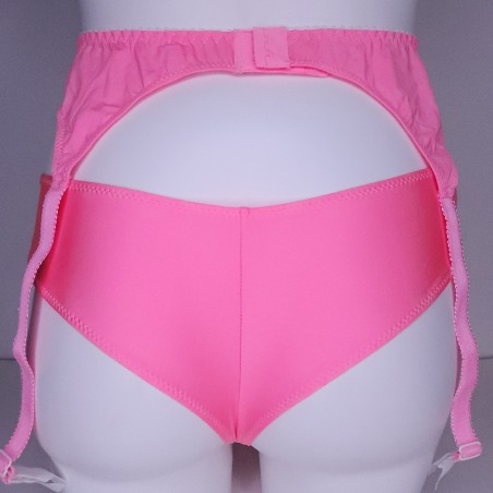 NeonLace Allure: Pink Sissy Garter Belt. Lace Sissy Lingerie for Men