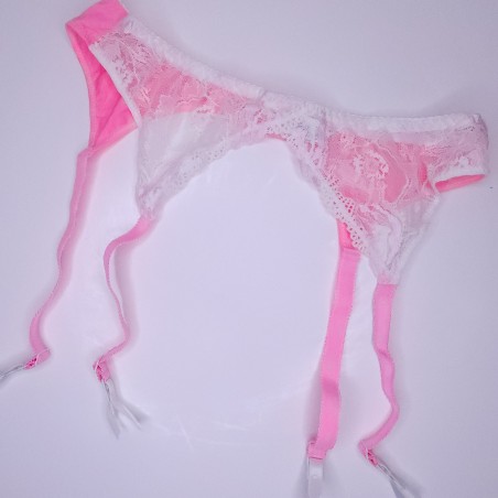 NeonLace Allure: Pink Sissy Garter Belt. Lace Sissy Lingerie for Men