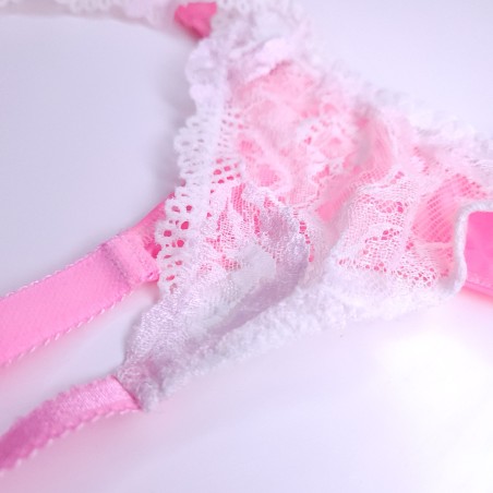 NeonLace Allure: Pink Sissy Garter Belt. Lace Sissy Lingerie for Men