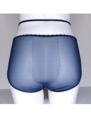 Blue Mystique: Sheer Navy Lace Panties for the Discerning Man