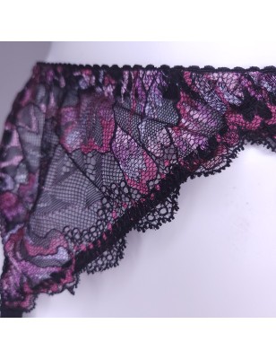 Velvet Petal: Purple Silky Sissy Garter Belt for Men
