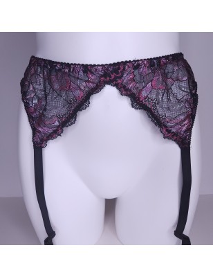 Velvet Petal: Purple Silky Sissy Garter Belt for Men