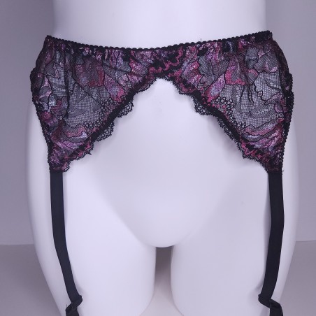 Velvet Petal: Purple Silky Sissy Garter Belt for Men