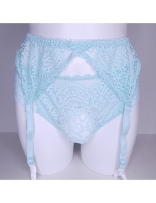 AquaLuxe: Male Garter Belt in Aquamarine Lace