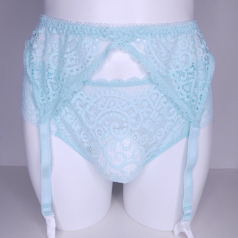 AquaLuxe: Male Garter Belt in Aquamarine Lace