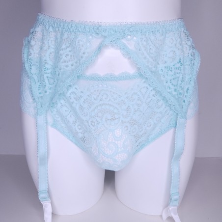 AquaLuxe: Male Garter Belt in Aquamarine Lace