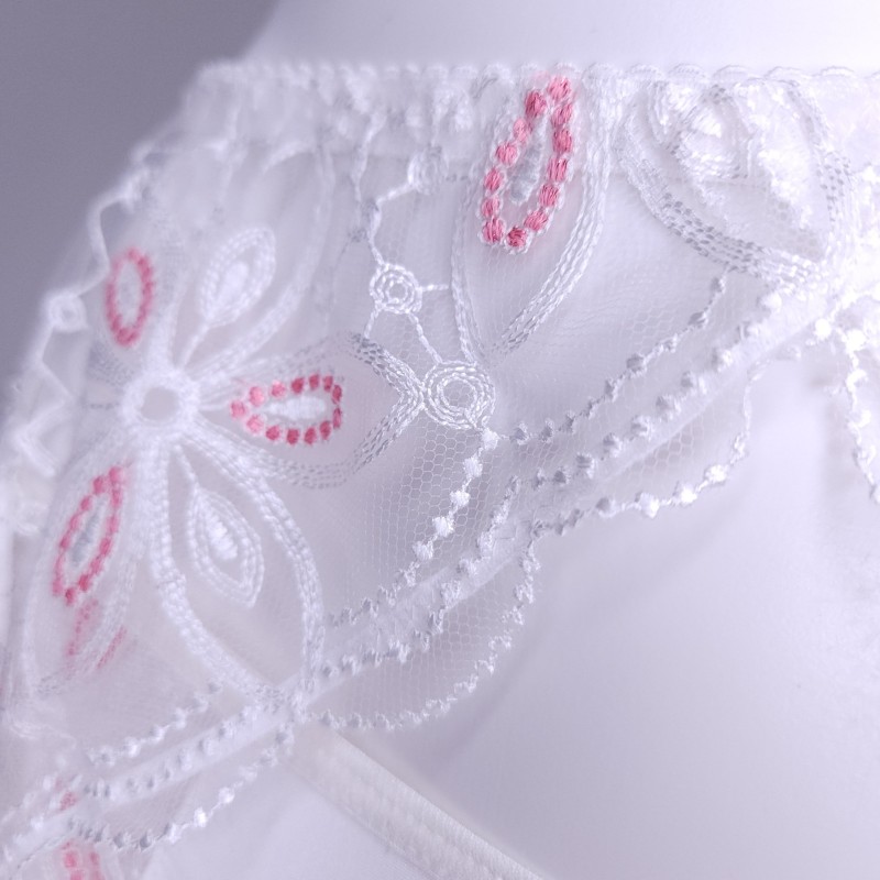 Lacy Luxe: White Pink Garter Belt Sissy Lingerie