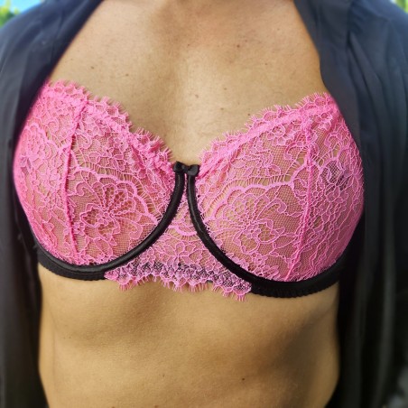 Rose Meringue: Pink Underwire Bra for Men in AA Cup