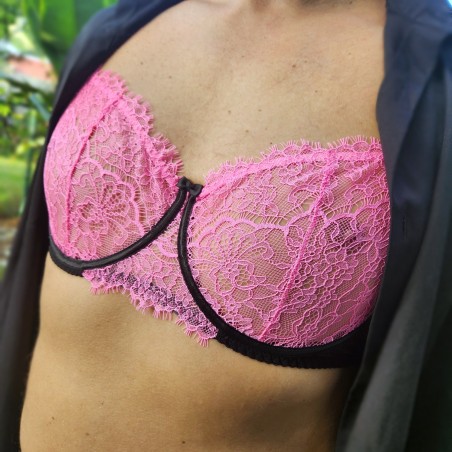 Rose Meringue: Pink Underwire Bra for Men in AA Cup