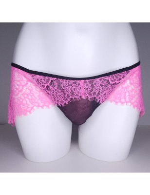 Rose Meringue: Pink Lace Frill Thongs for Men