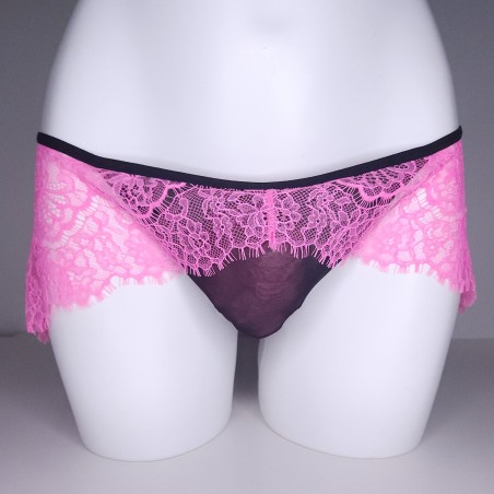 Rose Meringue: Pink Lace Frill Thongs for Men