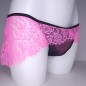 Rose Meringue: Pink Lace Frill Thongs for Men