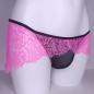 Rose Meringue: Pink Lace Frill Thongs for Men