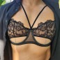 Lace Eclipse: Strappy Black Lace Mesh Bra for Men – AA Cup