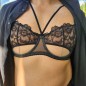 Lace Eclipse: Strappy Black Lace Mesh Bra for Men – AA Cup
