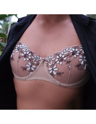 Nude Petal: Beige Femboy Bra AA Cup Underwire