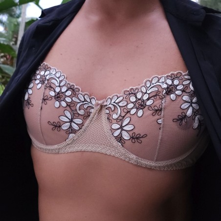 Nude Petal: Beige Femboy Bra AA Cup Underwire