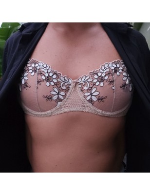 Nude Petal: Beige Femboy Bra AA Cup Underwire