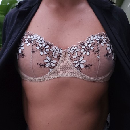 Nude Petal: Beige Femboy Bra AA Cup Underwire