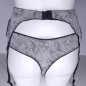 Noir Intrigue: Grey and Black Garter Belt for Men Noir Intrigue: Grey and Black Garter Belt for Men