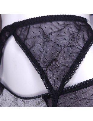 Noir Intrigue: Grey and Black Garter Belt for Men