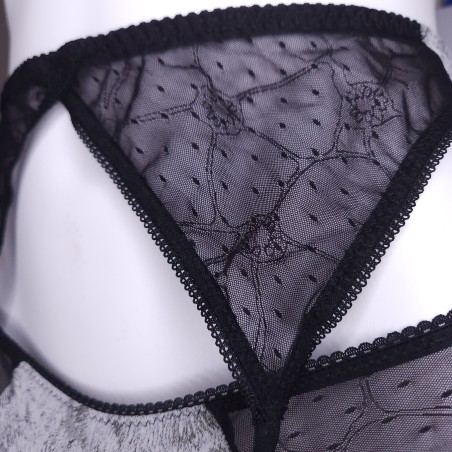 Noir Intrigue: Grey and Black Garter Belt for Men