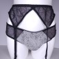 Noir Intrigue: Grey and Black Garter Belt for Men Noir Intrigue: Grey and Black Garter Belt for Men