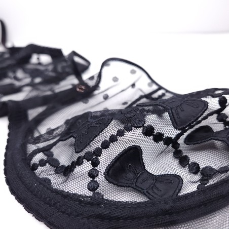 Midnight Ties: Underwire Bra for Men in AA Cup Black Bowties