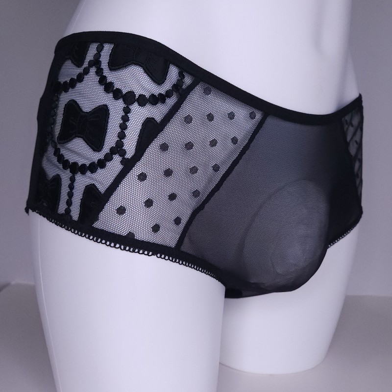 Midnight Ties: Sheer Polka Dot Bow Tie Maxi Brief