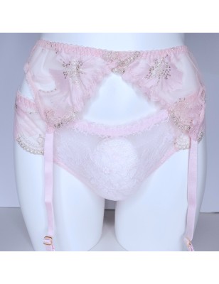 Pink Whisper: Pink Sheer Mesh Garter Belt