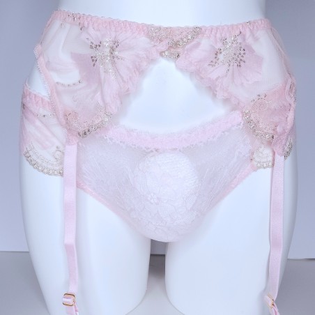 Pink Whisper: Pink Sheer Mesh Garter Belt