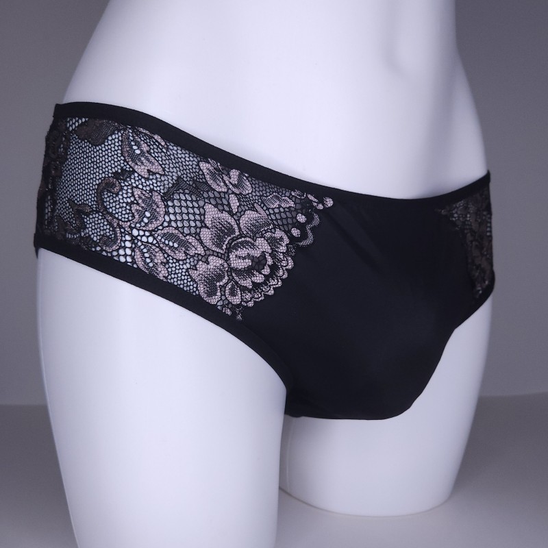 Noir Mirage: Sissy Panties for Men in Glossy Lace