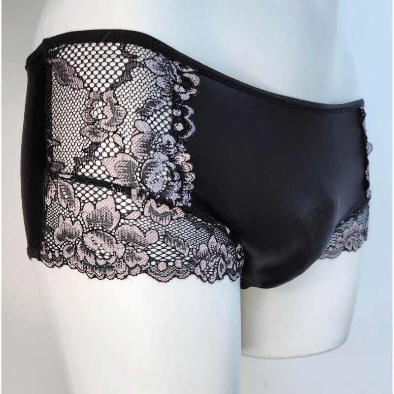 Noir Mirage: Smooth Glossy Maxi Brief for Crossdressing Men