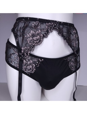 Noir Mirage: Black Sissy Lingerie Garter Belt