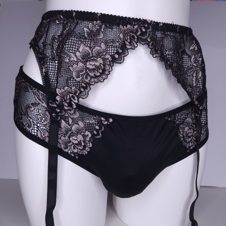 Noir Mirage: Black Sissy Lingerie Garter Belt