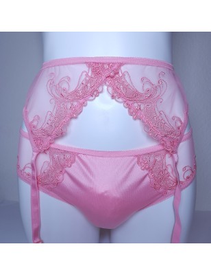 Cherry Darling: Sissy Pink Mesh Garter Belt Lingerie