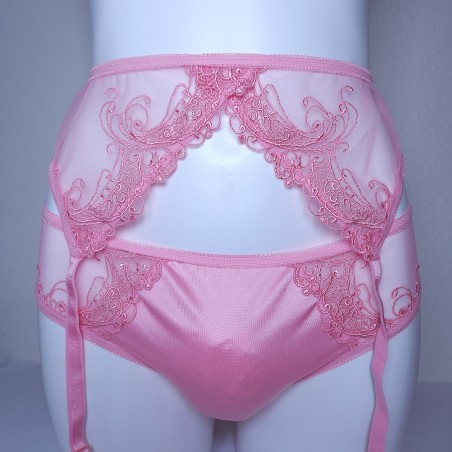 Cherry Darling: Sissy Pink Mesh Garter Belt Lingerie