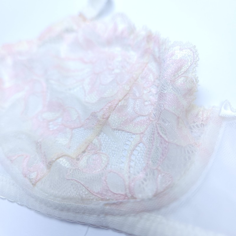 Satin Blush: Male Lace AA Bra in Light Cream