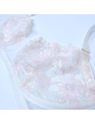 Satin Blush: Male Lace AA Bra in Light Cream