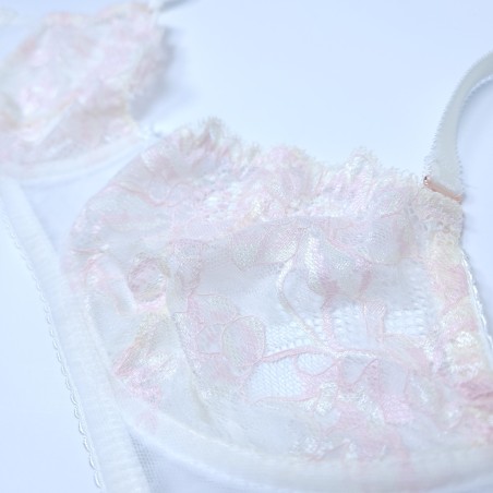 Satin Blush: Male Lace AA Bra in Light Cream