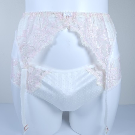 Satin Blush: Sissy Satin Lace Garter Belt M2F Lingerie for Men