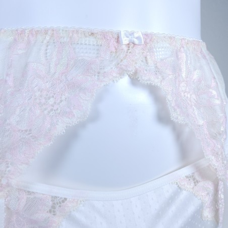 Satin Blush: Sissy Satin Lace Garter Belt M2F Lingerie for Men