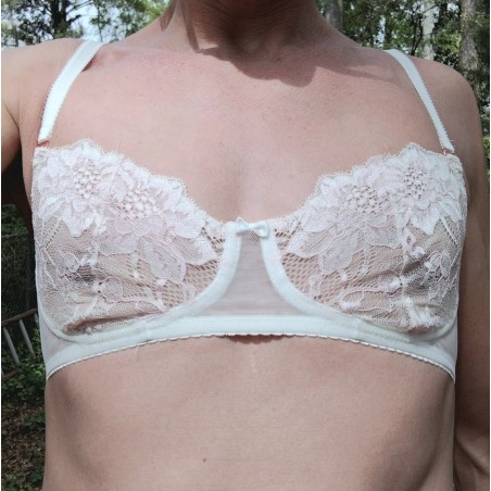 Satin Blush: Male Lace AA Bra in Light Cream