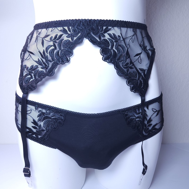 Lace Luxe: Black Sheer Garter Belt