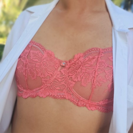 Peach Bliss: Men's Silky Soft Mesh Lace Bra