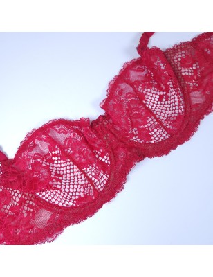 Crimson Elegance: Red Balconette Bra for Men