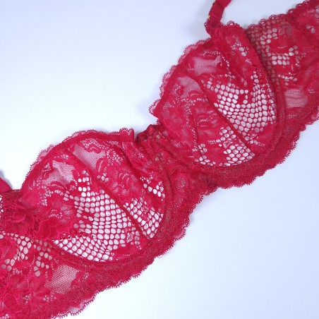 Crimson Elegance: Red Balconette Bra for Men
