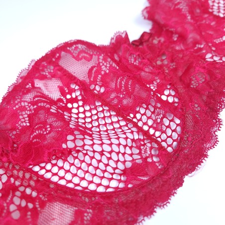 Crimson Elegance: Red Balconette Bra for Men