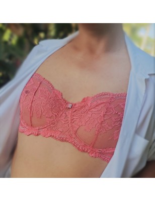 Peach Bliss: Men's Silky Soft Mesh Lace Bra