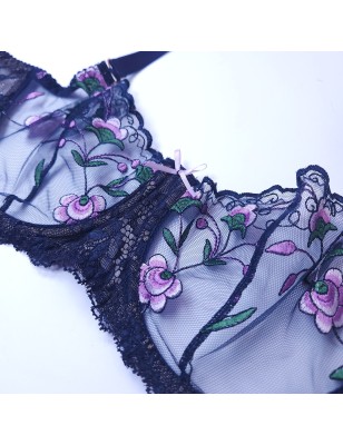 Moon Garden: Sheer Lace Underwire Bra for Men